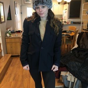 Navy blue pea coat - lucky brand